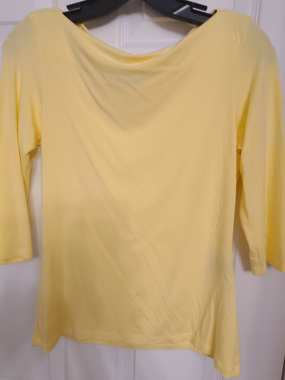 Donna Karan Pale Yellow Boatneck Long Sleeve Top